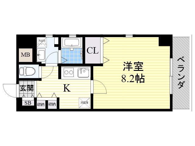 ドライバウム江坂(1K/9階)の間取り写真