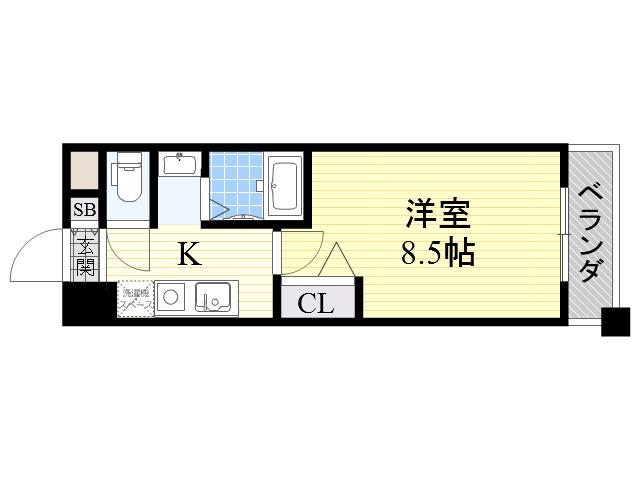 プルミエールメゾン江坂(1K/5階)の間取り写真