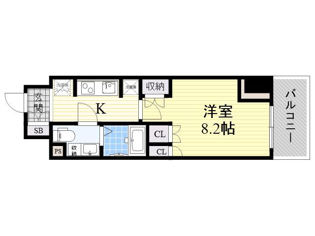 コンフォリア江坂(1K/8階)の間取り写真