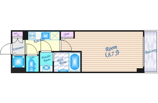 サムティ江坂レガーロ(1K/2階)の間取り写真