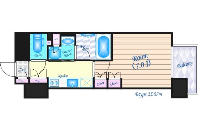 アーバネックス江坂広芝(1K/14階)の間取り写真