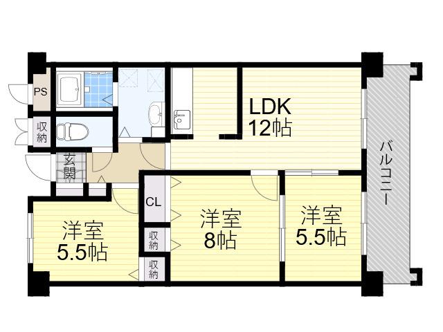 パークハイツアイリス1号館(3LDK/2階)の間取り写真