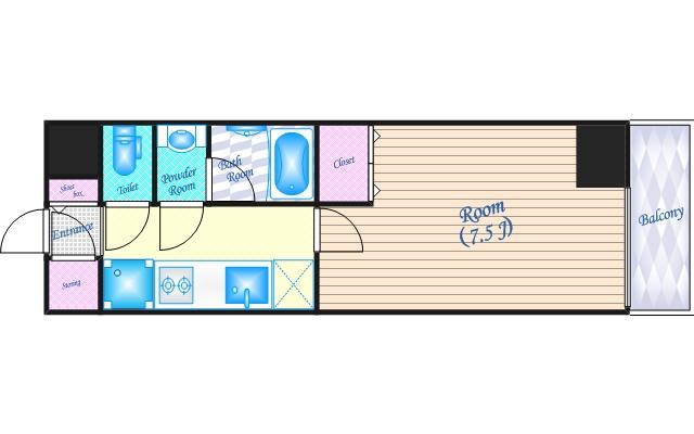 S-FORT江坂垂水町(1K/7階)の間取り写真