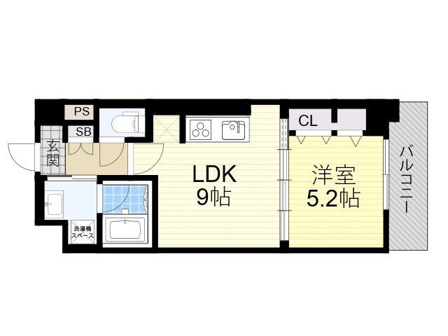 ハーヴェスト江坂(1LDK/4階)の間取り写真