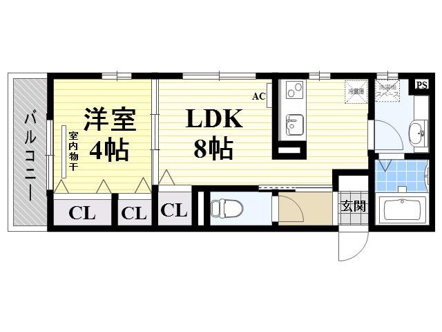 エルスール江坂(1LDK/3階)の間取り写真