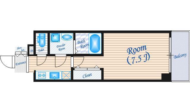 S-RESIDENCE江坂ALEGRIA(1K/6階)の間取り写真