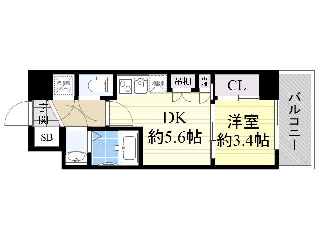 セレニテ新大阪カルム(1DK/11階)の間取り写真