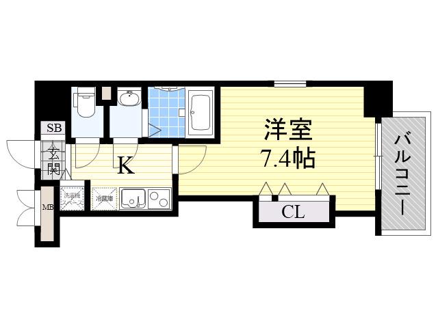 ラグゼ江坂2(1K/8階)の間取り写真