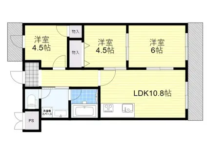 カーサ刀根山(3LDK/2階)の間取り写真