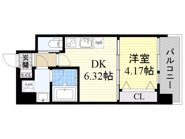 プレジオ江坂Ⅱ(1DK/10階)の間取り写真