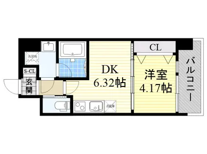 プレジオ江坂Ⅱ(1DK/5階)の間取り写真