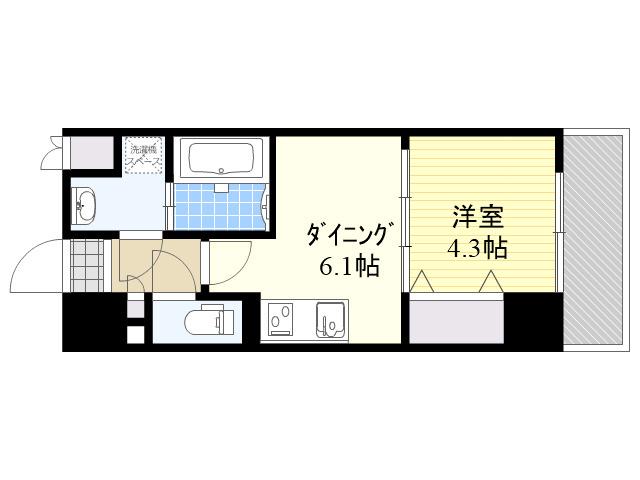 RIDGEガーデン江坂2(1DK/8階)の間取り写真