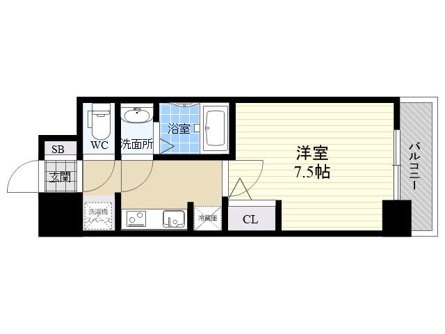 S-RESIDENCE江坂EMINENCE(1K/12階)の間取り写真