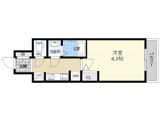 S-RESIDENCE江坂EMINENCE(1K/5階)の間取り写真