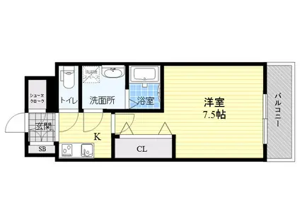 ワールドアイ江坂アルバ(1K/2階)の間取り写真