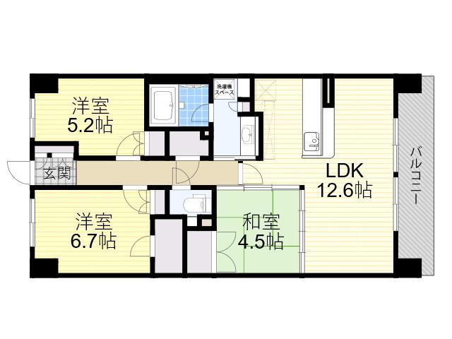 パークナードフィット津雲台(3LDK/8階)の間取り写真