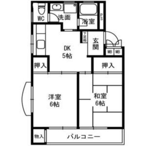 クレールメゾン向丘(2K/2階)の間取り写真