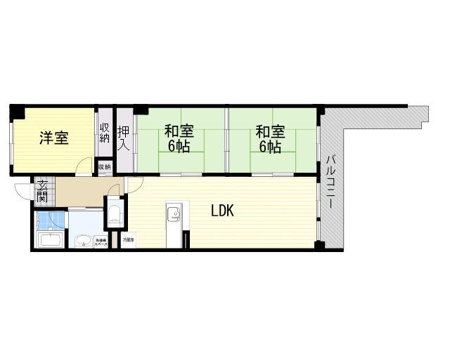 アルカディアン東豊中(3LDK/2階)の間取り写真