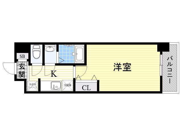 ラグゼ東三国α(1K/4階)の間取り写真