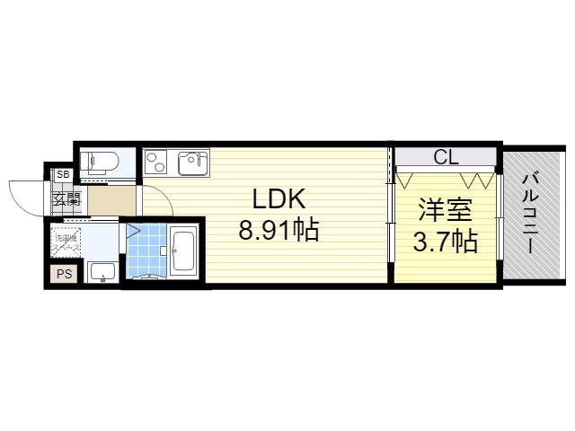 V-RENCONTRE SUITA(1LDK/4階)の間取り写真