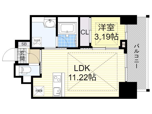 ノルデンタワー江坂プレミアム(1LDK/20階)の間取り写真