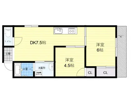 フェリーチェ福島北(2DK/2階)の間取り写真