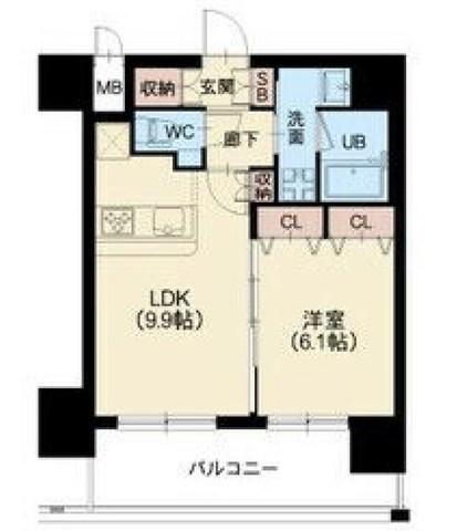 スプランディッド江坂駅前(1LDK/13階)の間取り写真