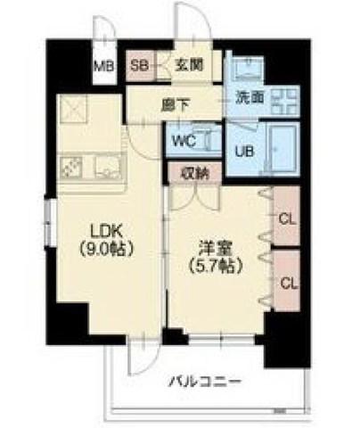 スプランディッド江坂駅前(1LDK/5階)の間取り写真