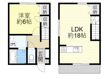 千里山西テラスハウス(1LDK/1階)の間取り写真