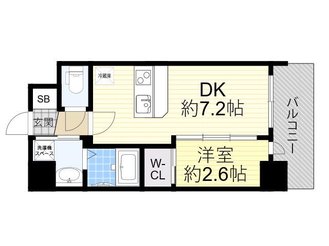 セレニテ江坂アリア(1DK/12階)の間取り写真