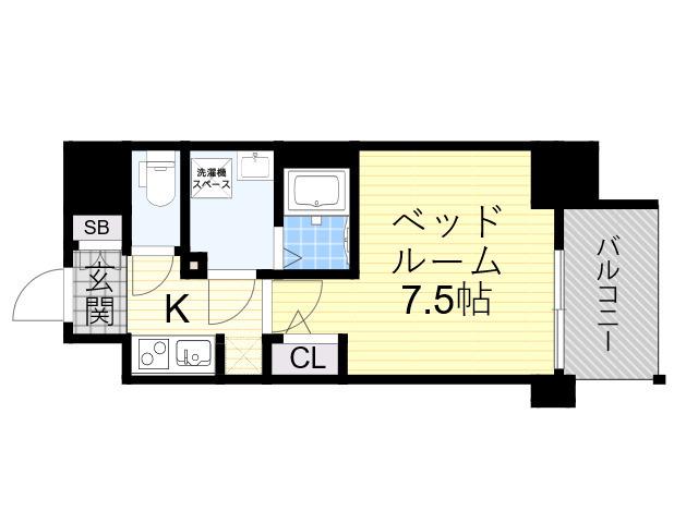 コンフォリア・リヴ新大阪ウエスト(1K/13階)の間取り写真