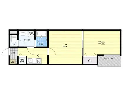 サンプレミアム江坂(2K/1階)の間取り写真