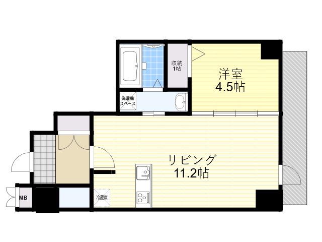 S-RESIDENCE江坂LIBLE(1LDK/3階)の間取り写真