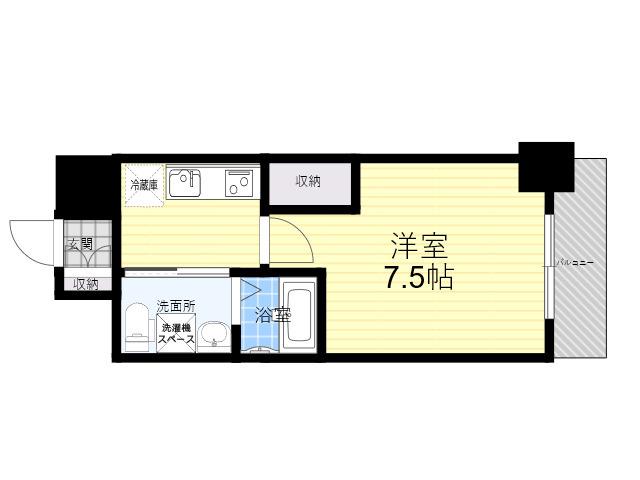 エルプレイス江坂Ⅱ(1K/2階)の間取り写真