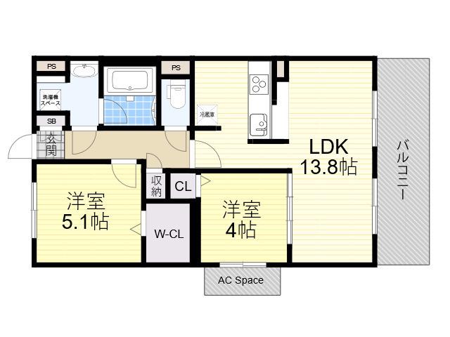GRACE善(2LDK/3階)の間取り写真