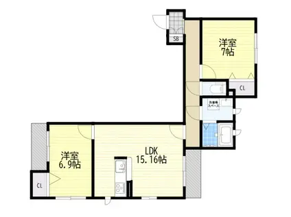 シャーメゾン桃竹(2LDK/2階)の間取り写真