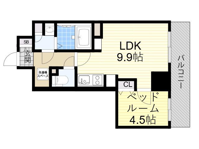 TOPAZ江坂(1LDK/3階)の間取り写真