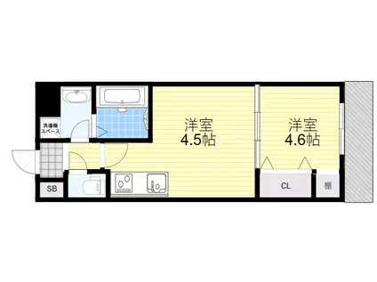 SHINING江坂離宮(1DK/9階)の間取り写真