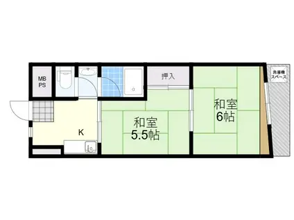 桜川太平マンション(2K/2階)の間取り写真