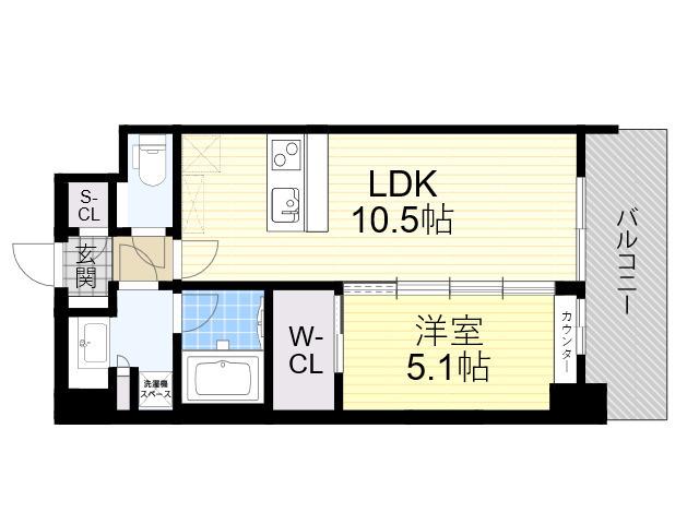 スプランディッド江坂Ⅲ(1LDK/7階)の間取り写真