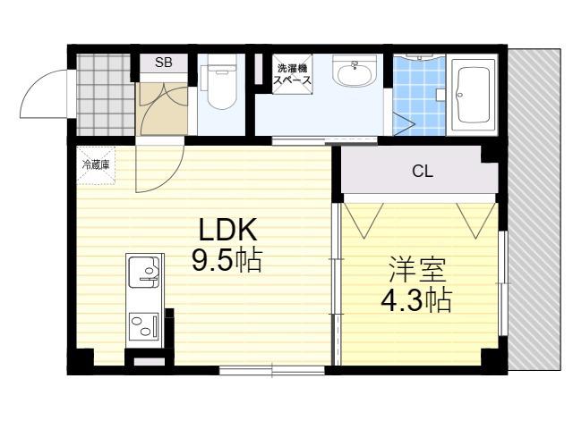 フィユフラッツ大阪ノース(1LDK/3階)の間取り写真