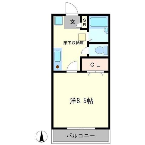 メゾンドユウB棟(1K/1階)の間取り写真