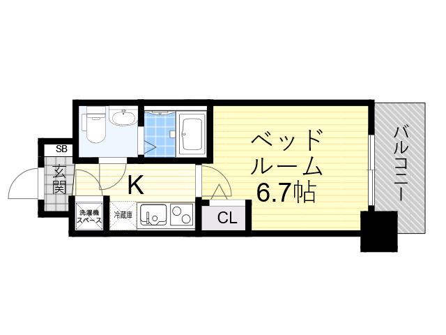 アドバンス新大阪ラシュレ(1K/2階)の間取り写真