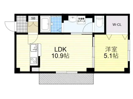 フィユフラッツ中桜塚(1LDK/1階)の間取り写真