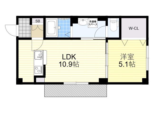 フィユフラッツ中桜塚(1LDK/2階)の間取り写真