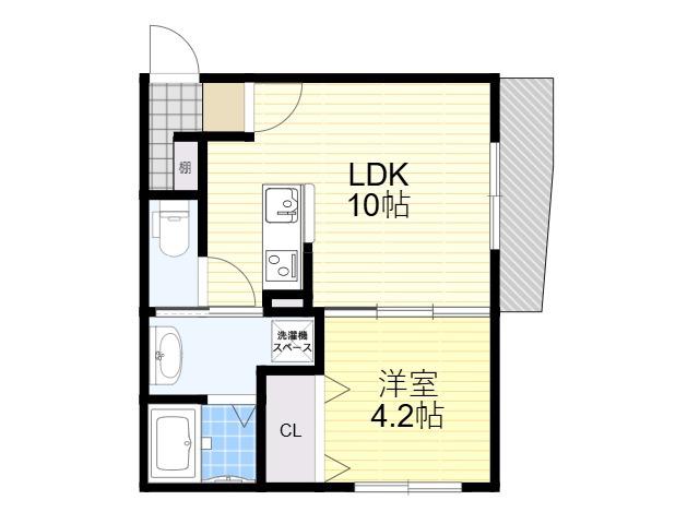 フィユフラッツ中桜塚(1LDK/3階)の間取り写真