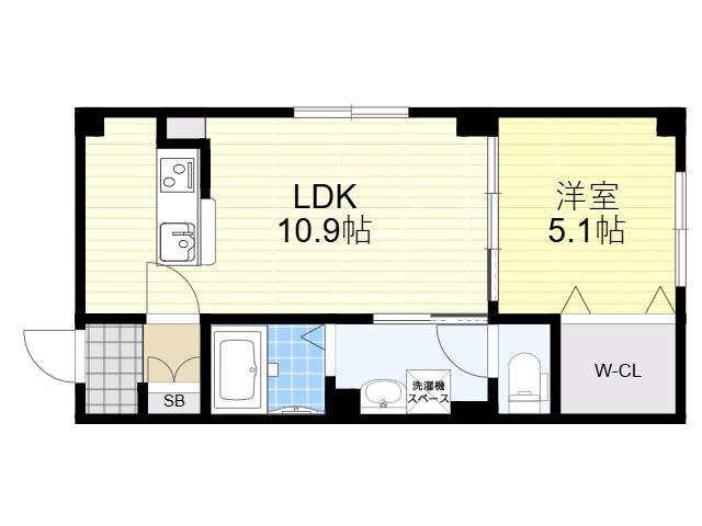 フィユフラッツ中桜塚(1LDK/1階)の間取り写真