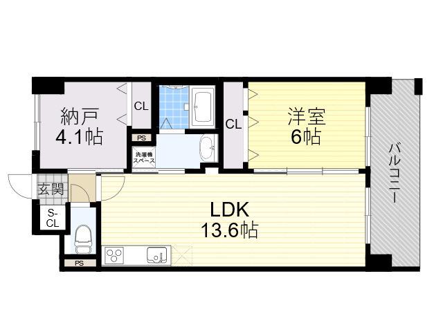 LUXE服部天神(1SLDK/4階)の間取り写真