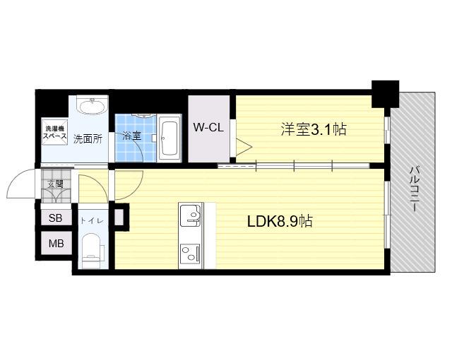 ファーストフィオーレ江坂ガーデン(1LDK/2階)の間取り写真