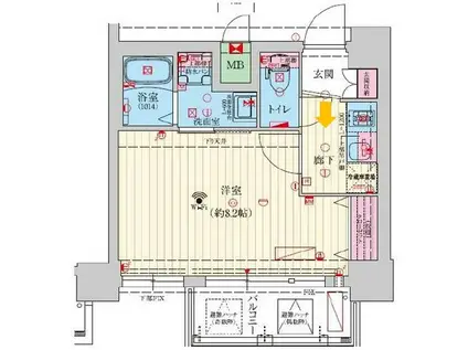 ファーストフィオーレ吹田ドマーニ(1K/8階)の間取り写真